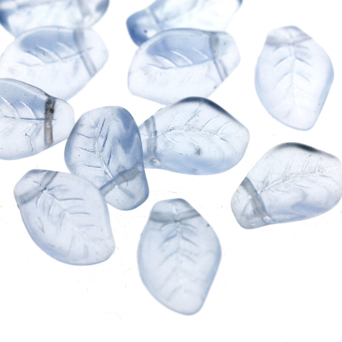 Powder Blue Glass Leaf Bead