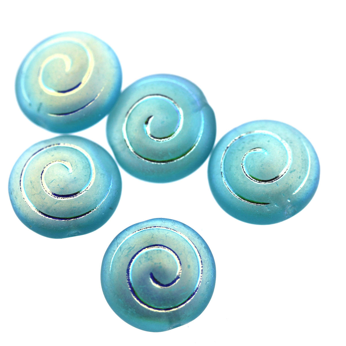 Aqua Swirl Glass Bun Bead