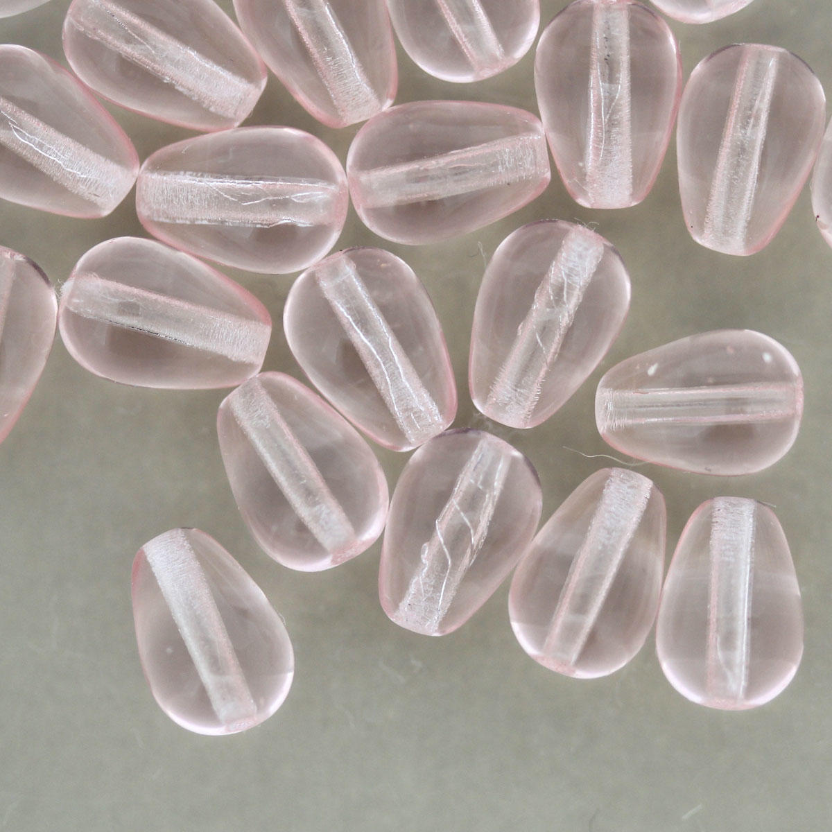 Pink Glass Teardrop Beads