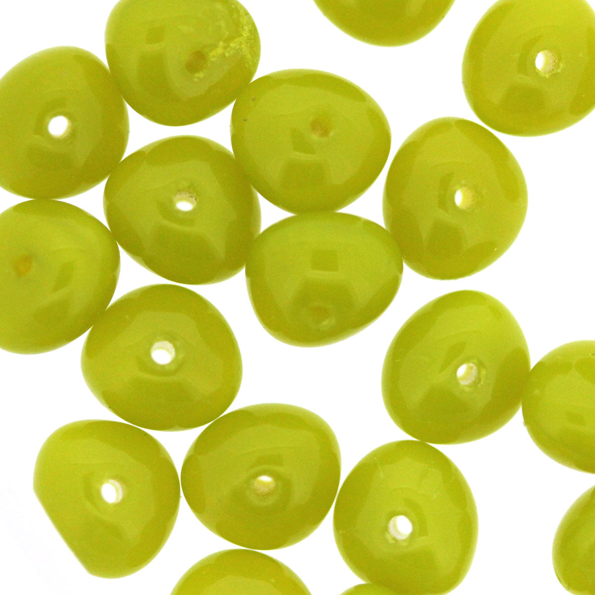 Chartreuse Green Glass Nugget Beads