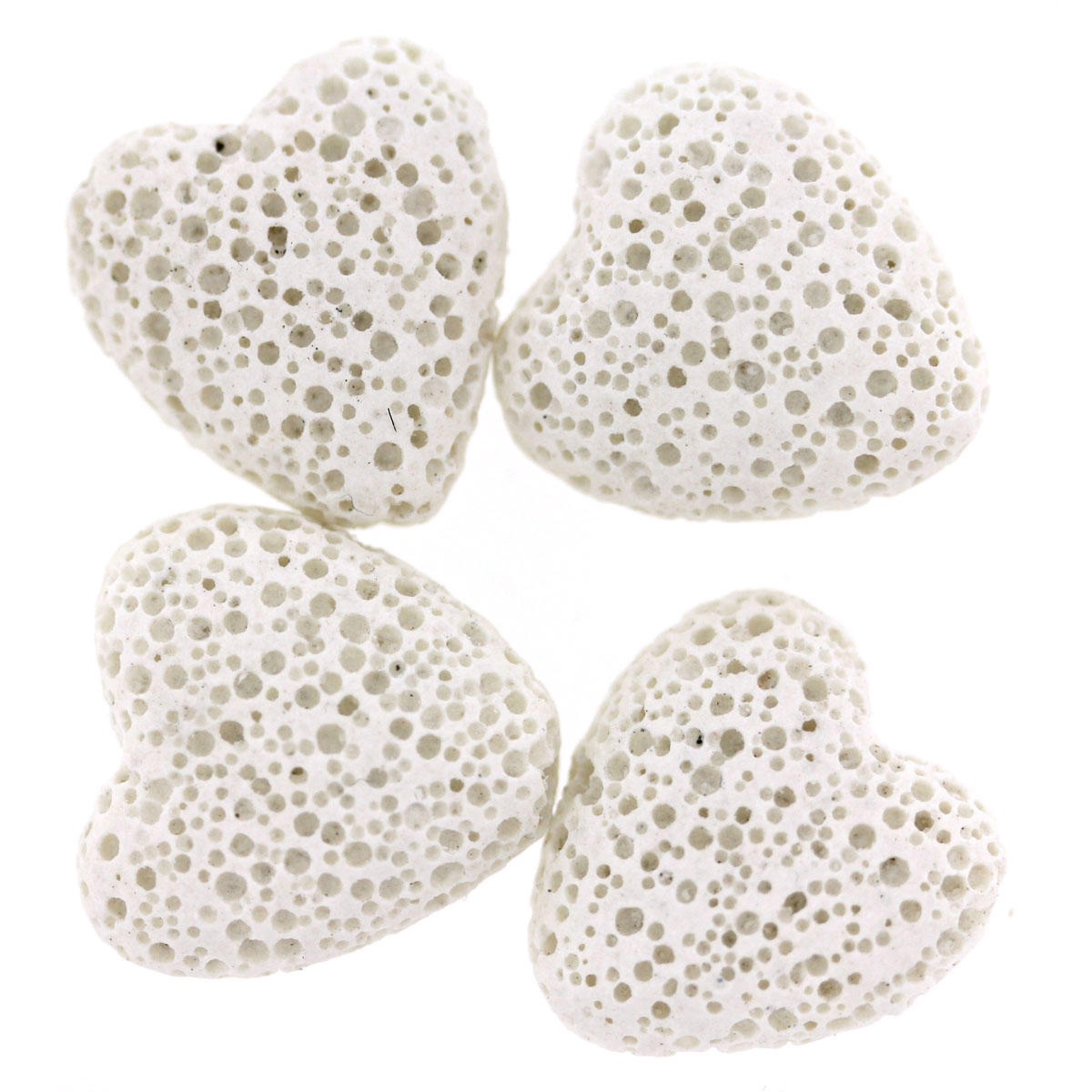 Natural White Heart Shaped Lava Beads