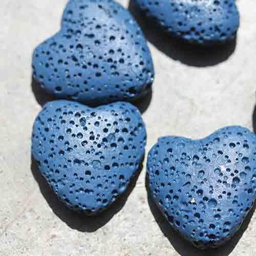 Indigo Heart Natural Dyed Lava Bead