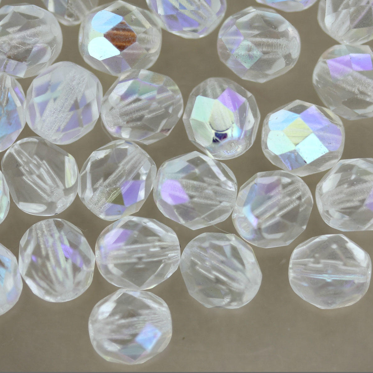 Crystal AB Faceted 8mm Glass Bead