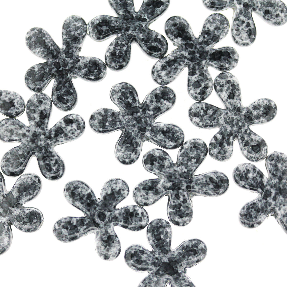 Black Granite Small Flower Acrylic Beads