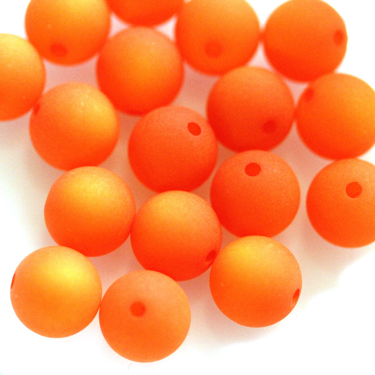 Tangerine 12mm Round Polaris Beads