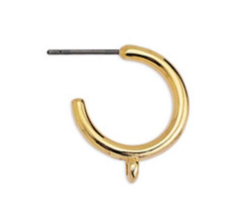 Gold Half Earring Loop with Ring