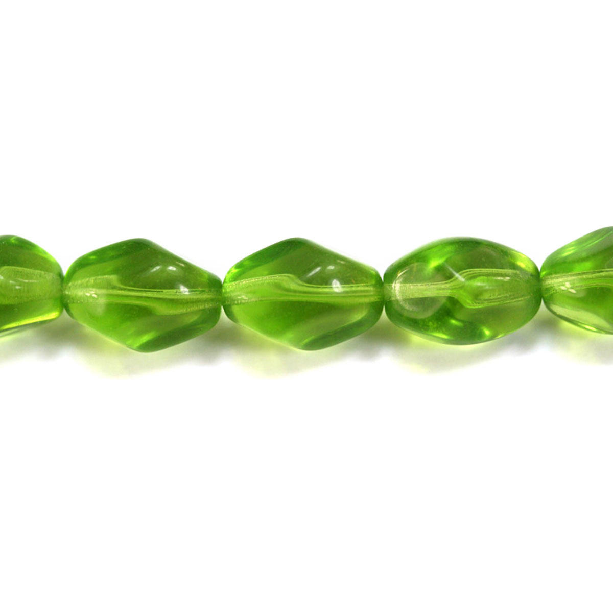Green Irregular Olive Bead String - STRG89