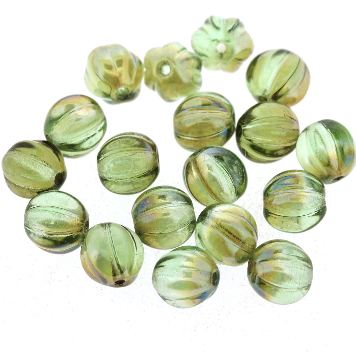 Green Glass Melon Bead