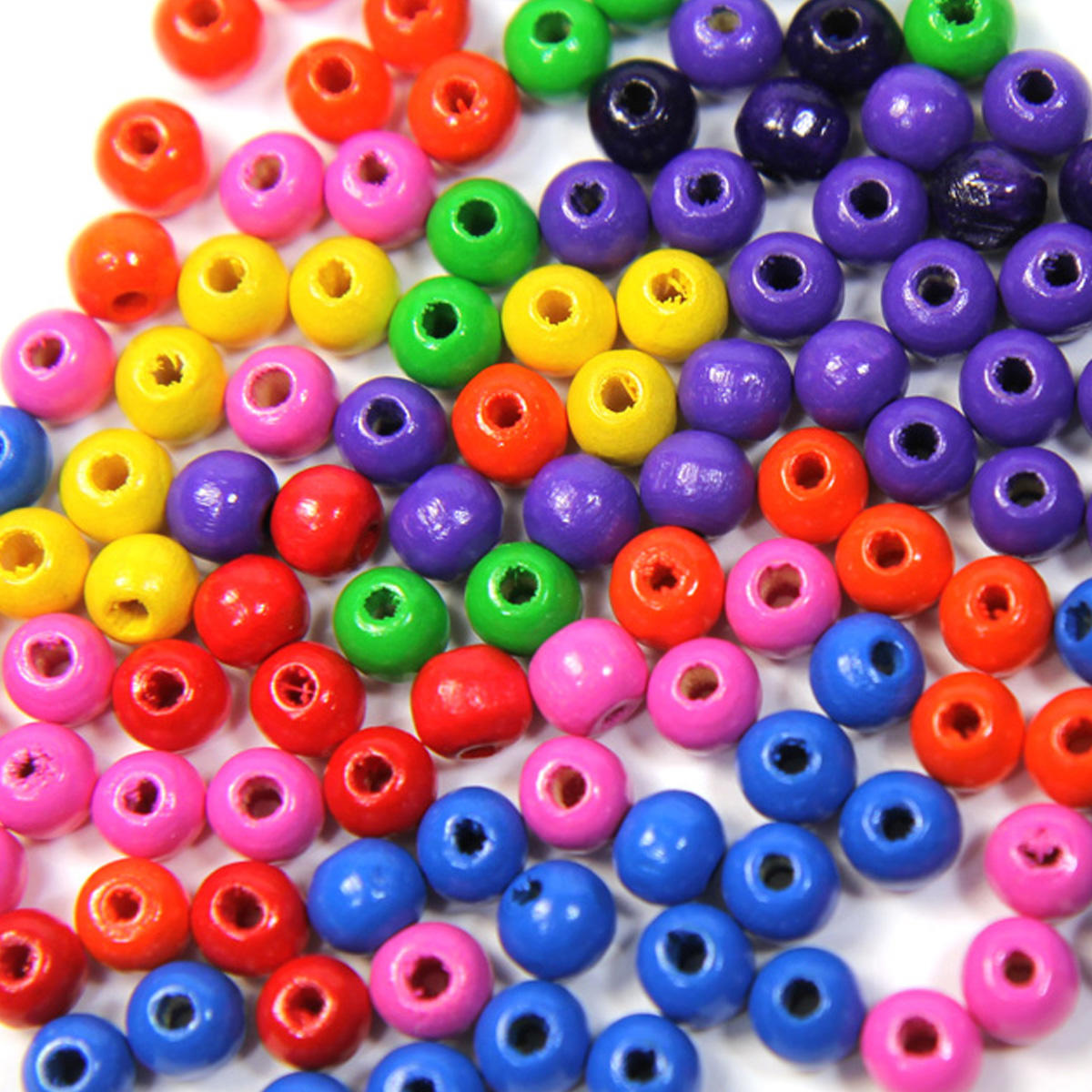 Mix of coloured Round Wooden 6mm Bead