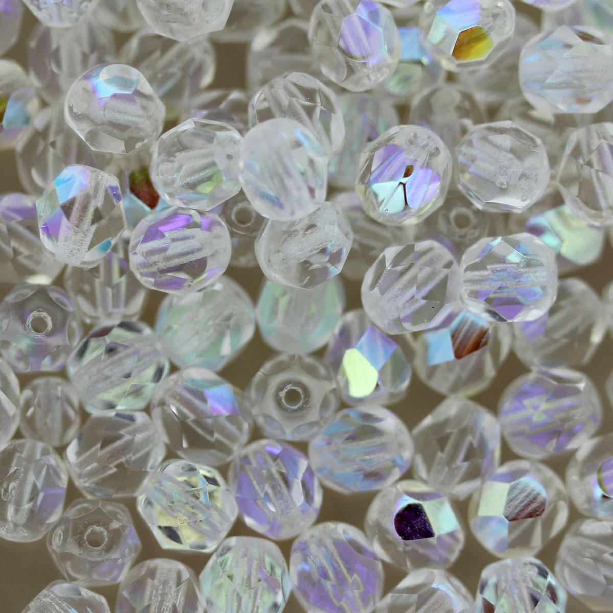 Crystal AB Faceted 6mm Glass Bead