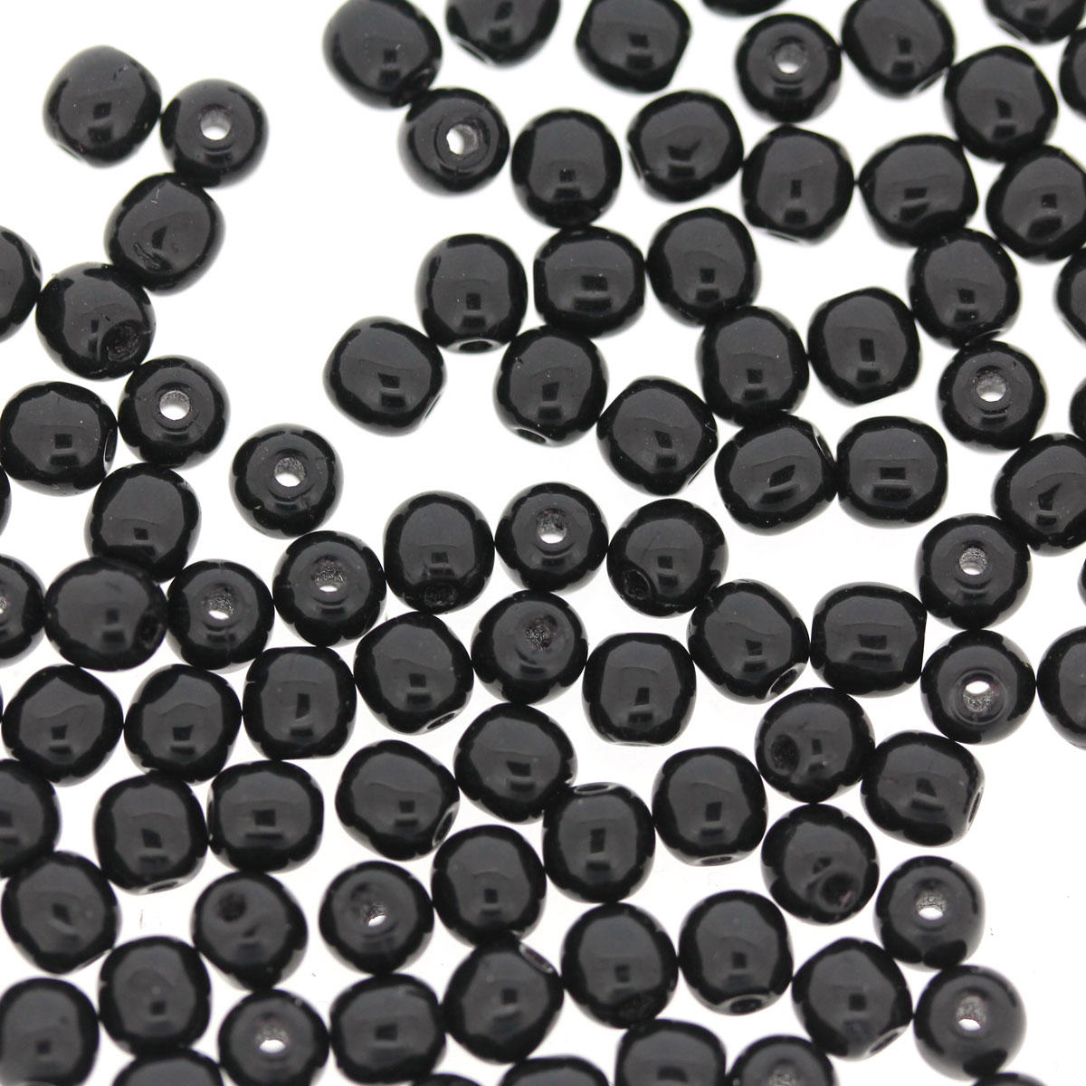 Black Round 4mm Czech Glass Bead