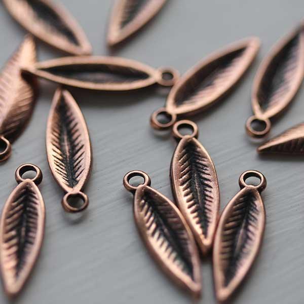 Leaf Charm in Antique Copper Finish