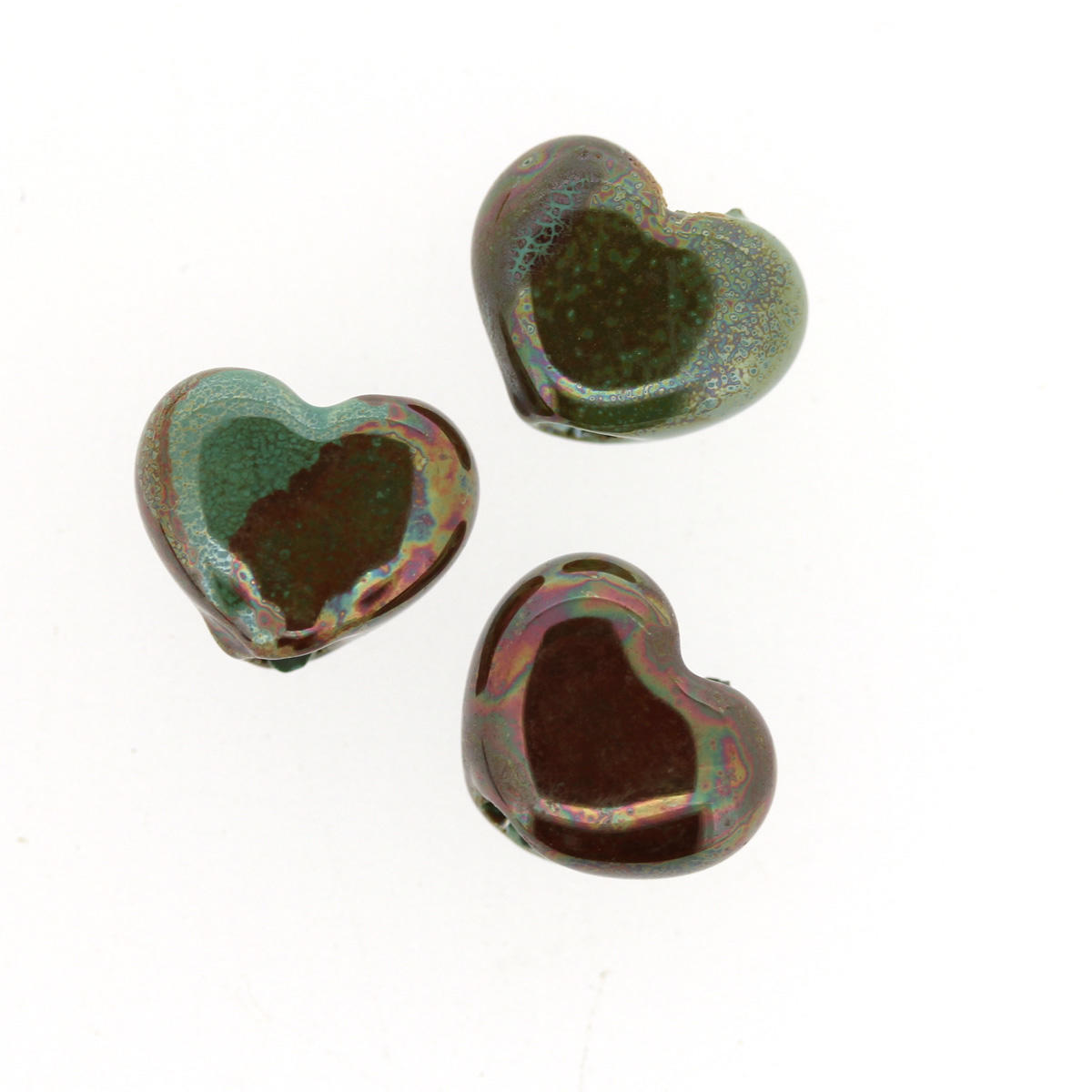 Verdigris Green Ceramic Heart Bead