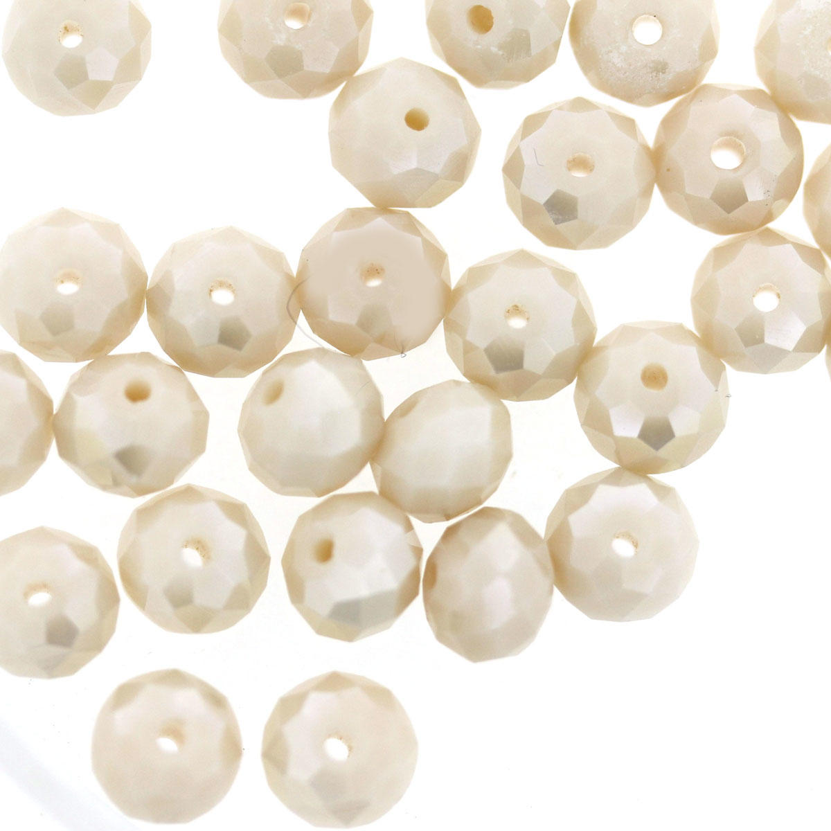 Creamy Pearly Coated Cushion Glass Beads