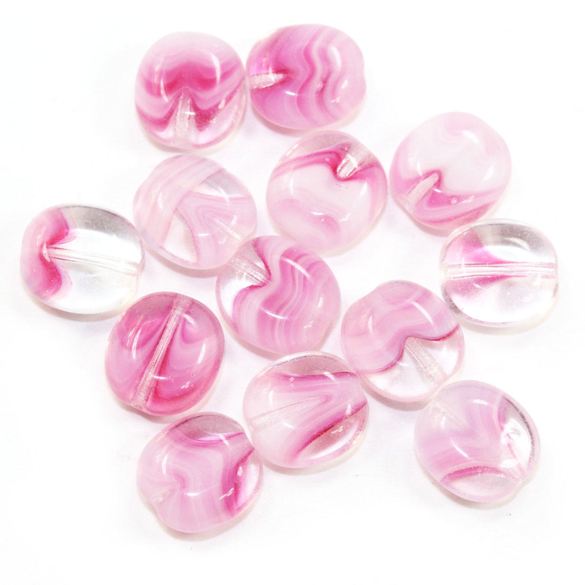 Pink & Crystal Dime Glass Beads