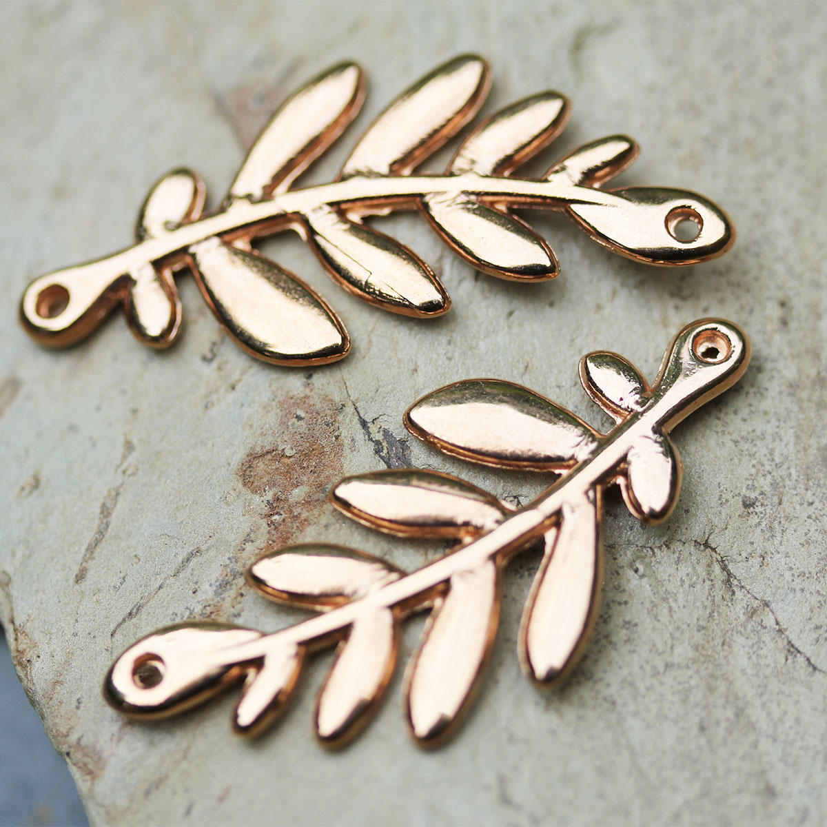 Rose Gold Olive Branch Connector Bead