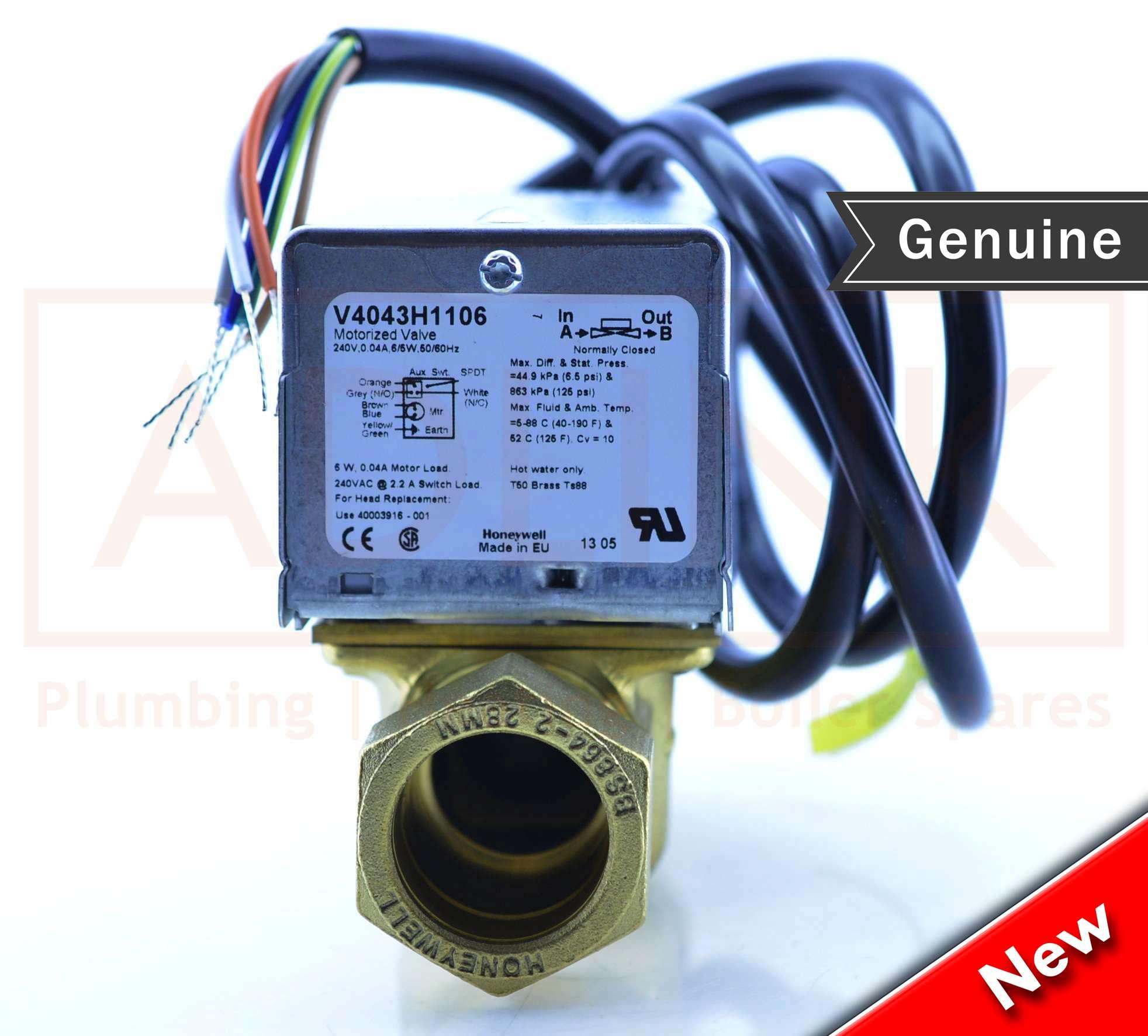 HONEYWELL ZONE VALVE 28MM 6 WIRE, V4043H 1106 HONEYWELL ZONE VALVE 28MM 6 WIRE, V4043H 1106