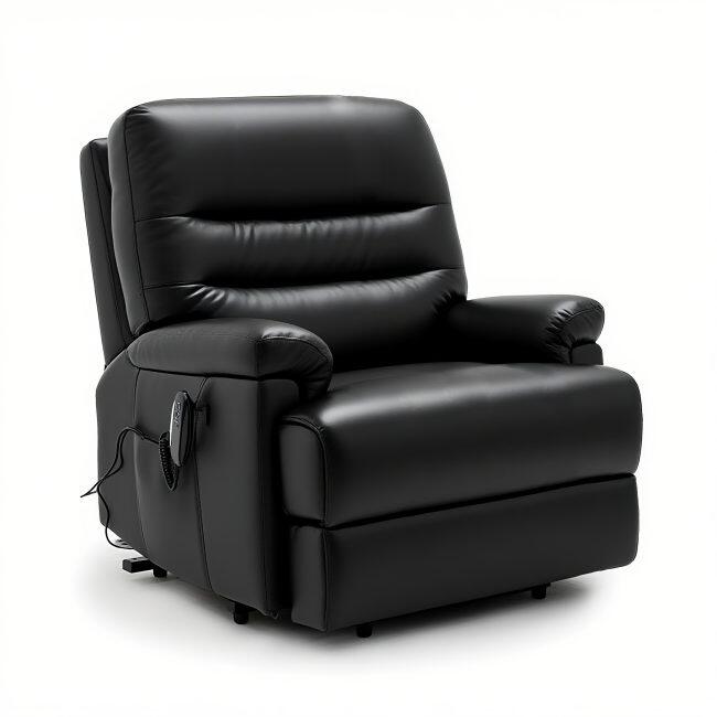 Alberta Black Eco Leather Heavy Duty Riser Recliner
