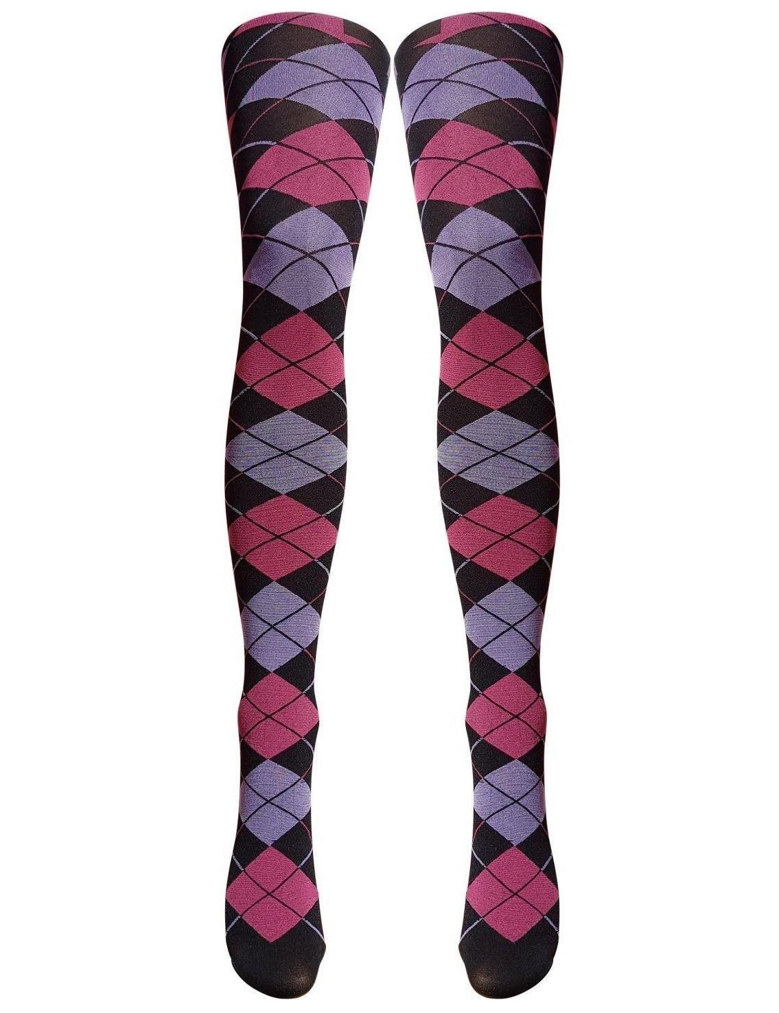 Silver Legs Argyle Check Patterned Tights - Kiss Tights