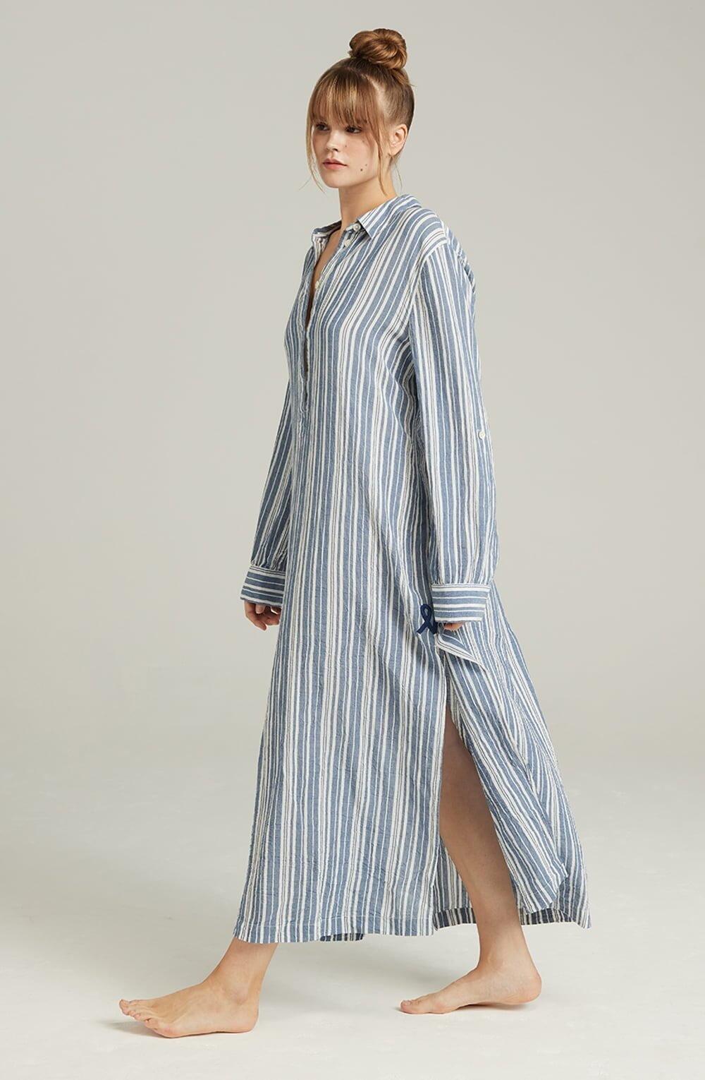 Maxi Shirt French Navy Stripe Nudea