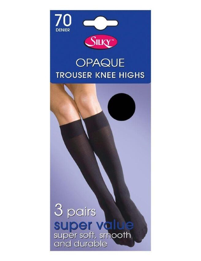 3 Pairs Silky 70 Denier Opaque Knee High Pop Socks