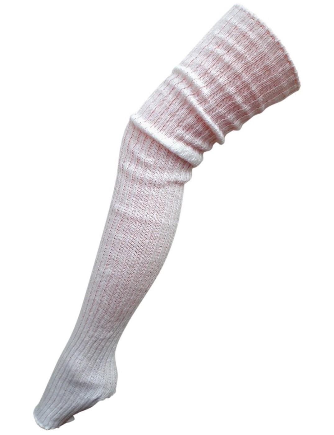 white long ribbed stirrup leg warmers