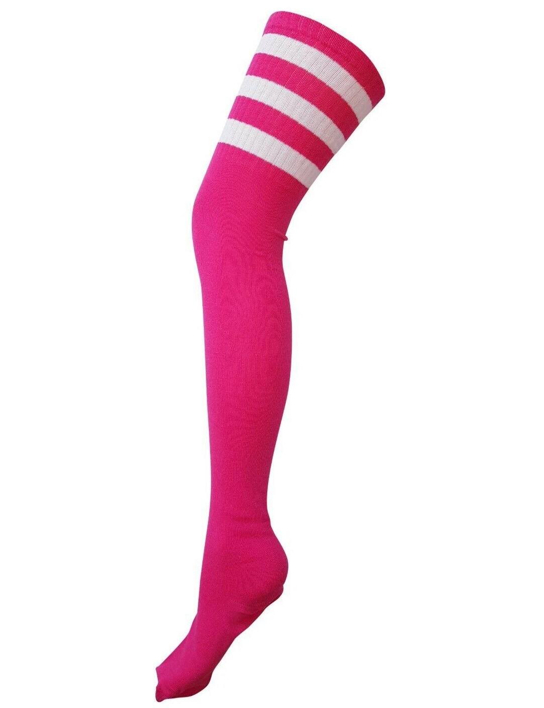 Referee Style Thigh High Over The Knee Striped Socks - Kiss Tights