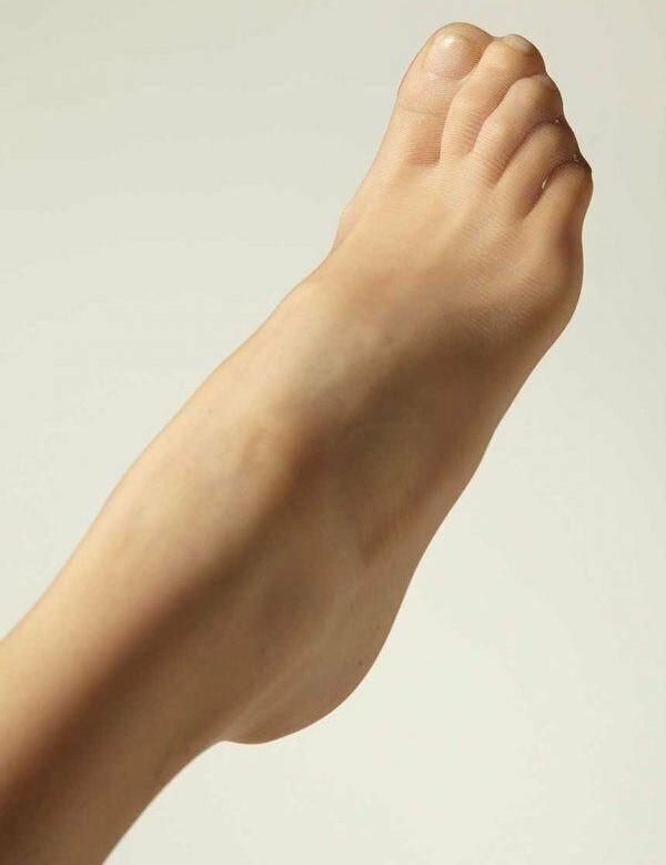 Bare nylon feet