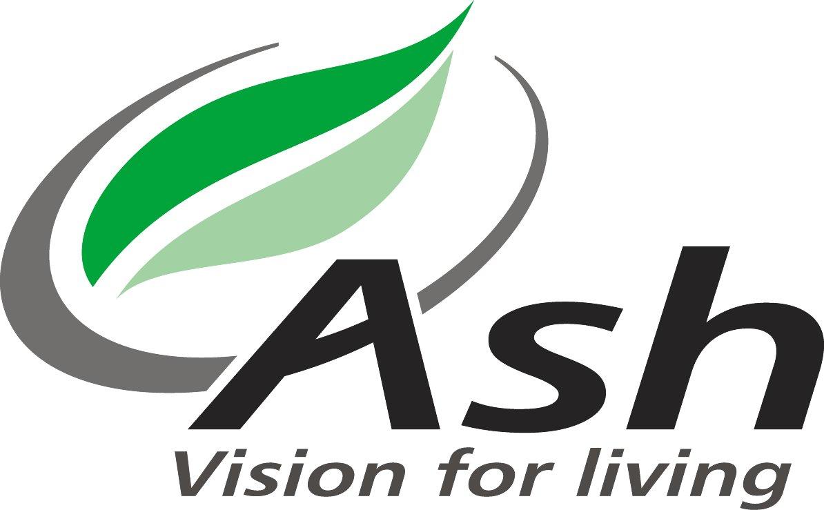 Ash technologies logo, beneath are the words vision for living