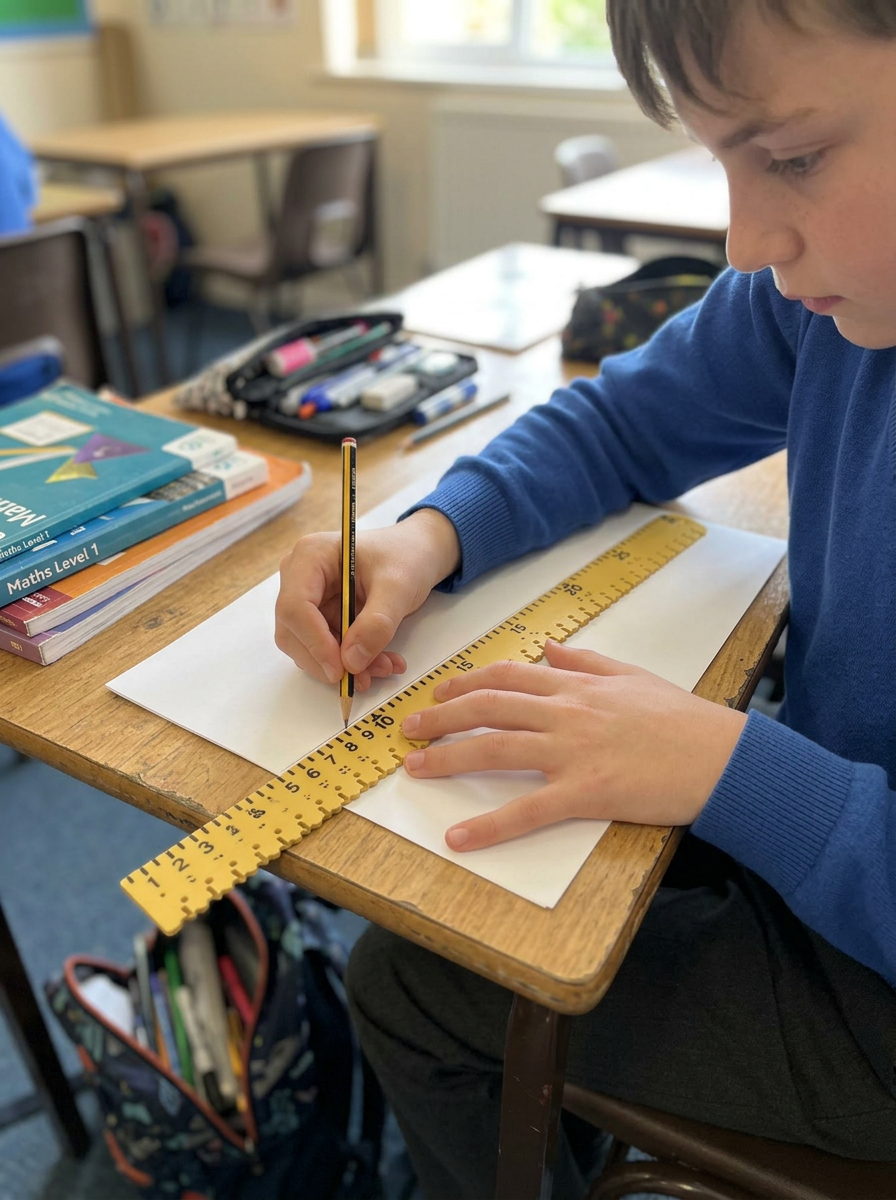 A student using the Tacti-Ruler