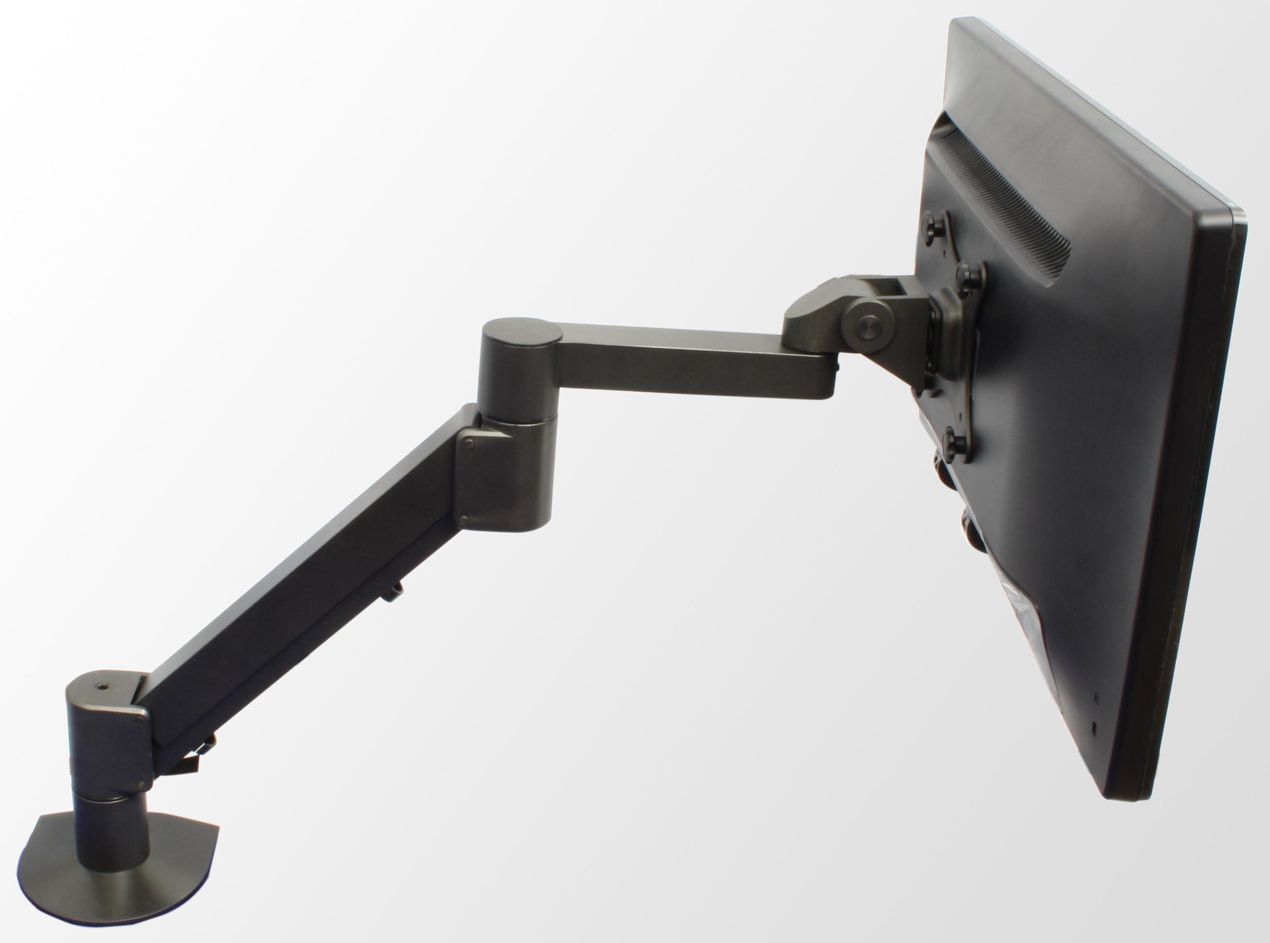 Monitor arm connected to a monitor