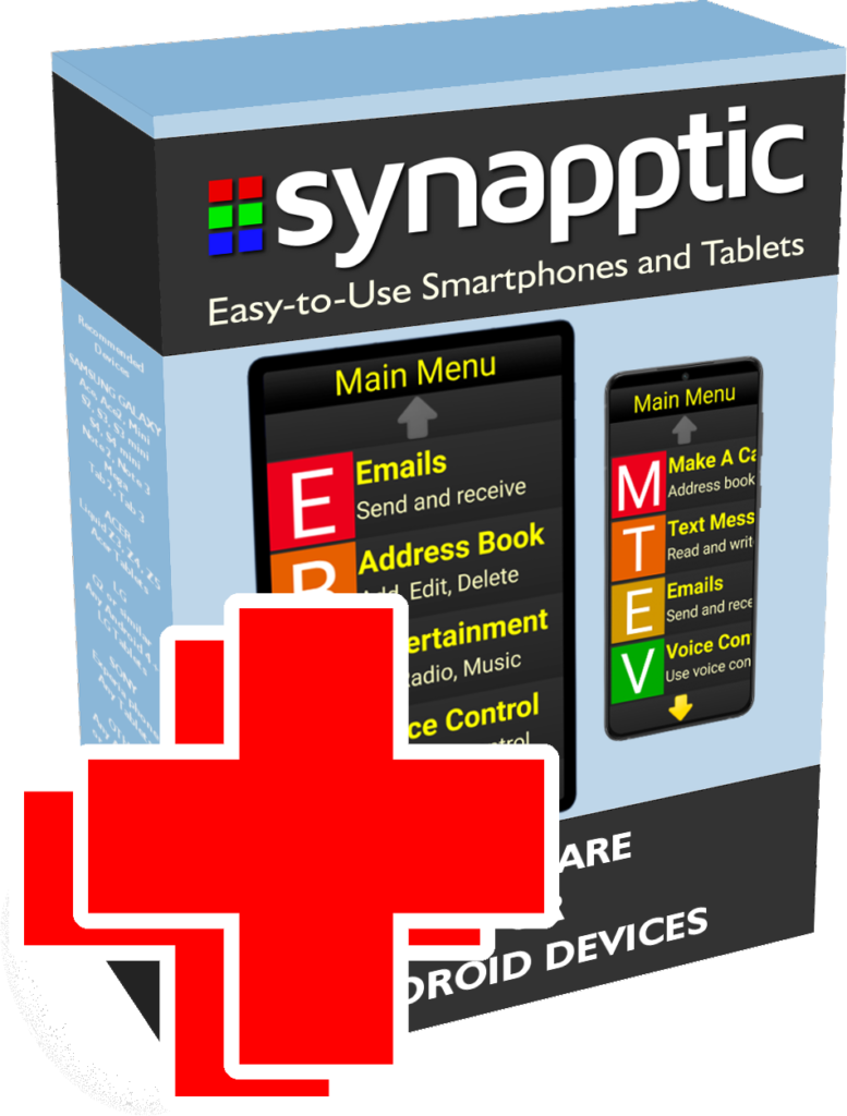 Synapptic software box with two red plus signs
