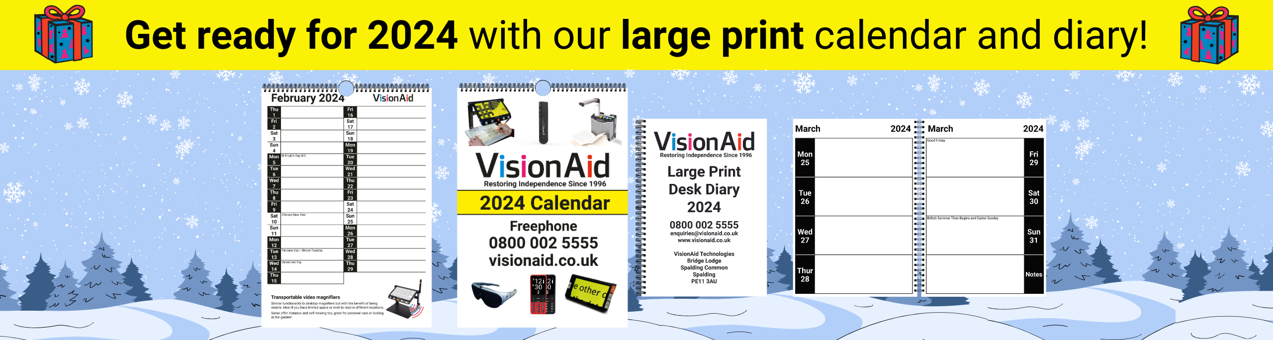 Get ready for 2024 with our large print calendar and diary!