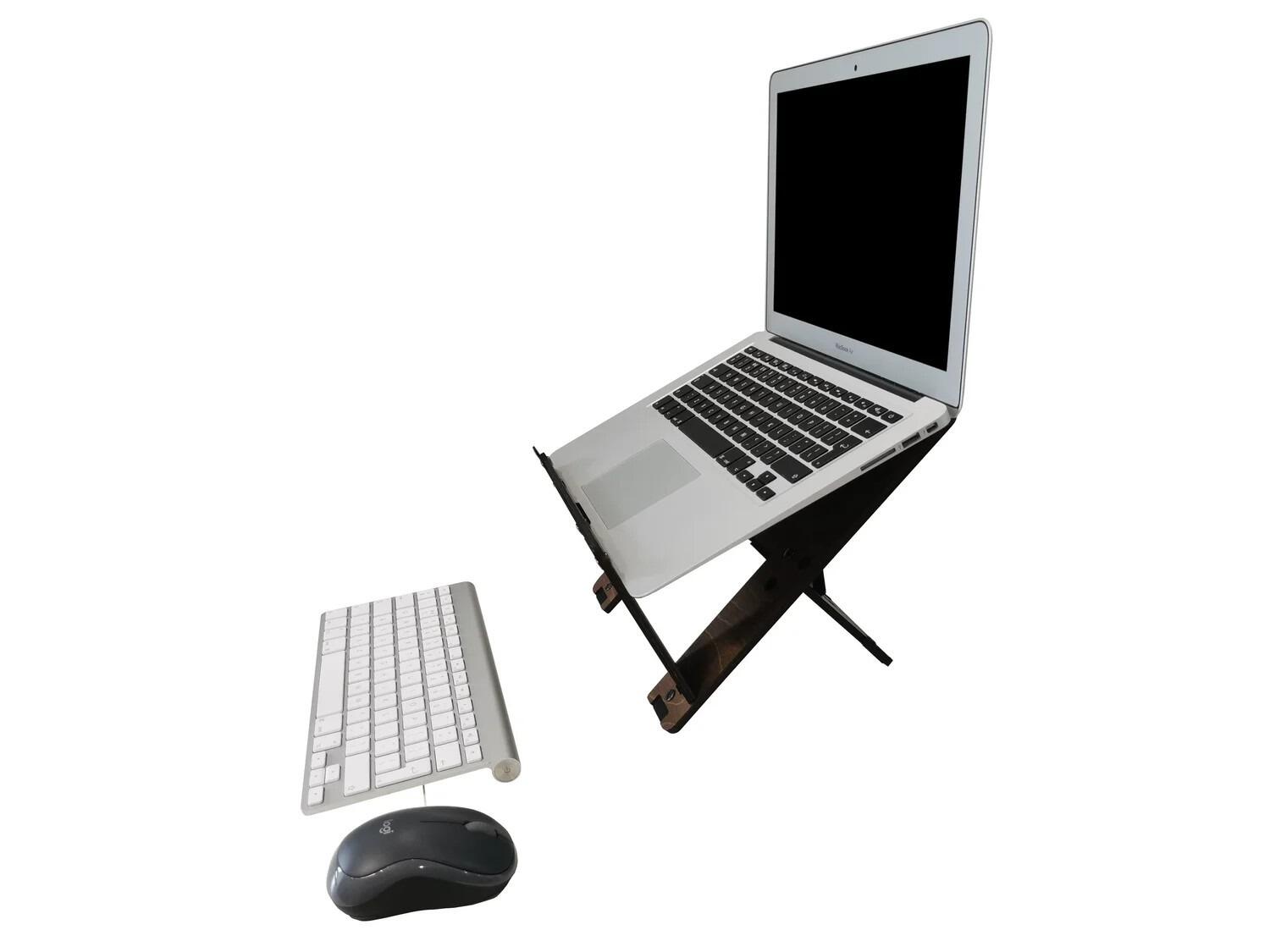 Go Eco Ridge - Laptop Stand set on a table with a keyboard and mouse