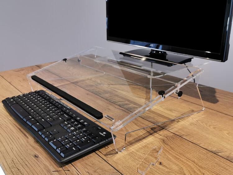 Closer view of the Copywriter Document Holder sat on a desk with a monitor and keyboard