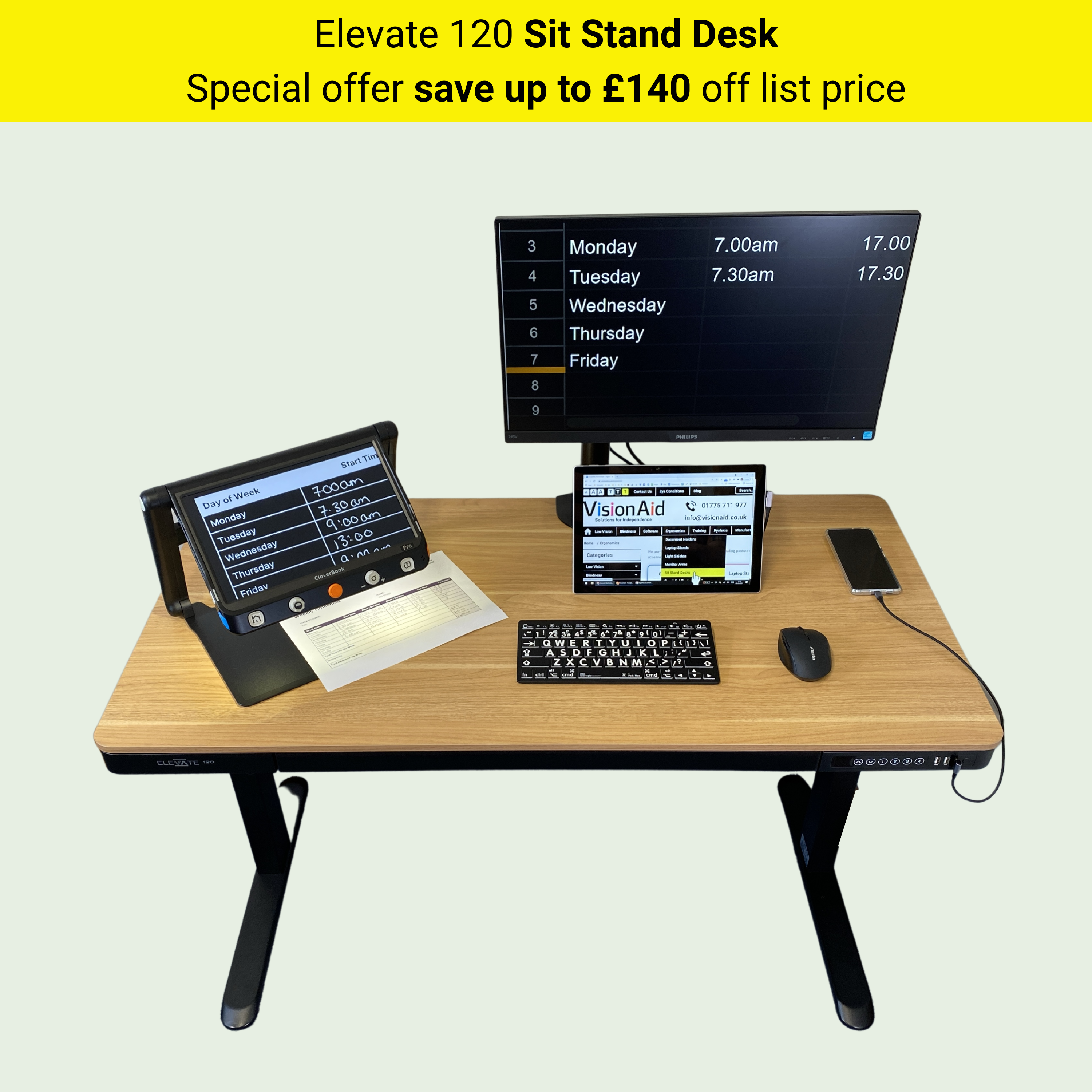Elevate 120 sit stand desk. Special offer save up to £140 off list price