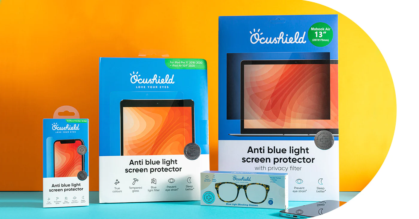 Image of Ocusheild range of Anti Blue Light Protection products