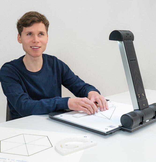 a man using the tactonom reader flex