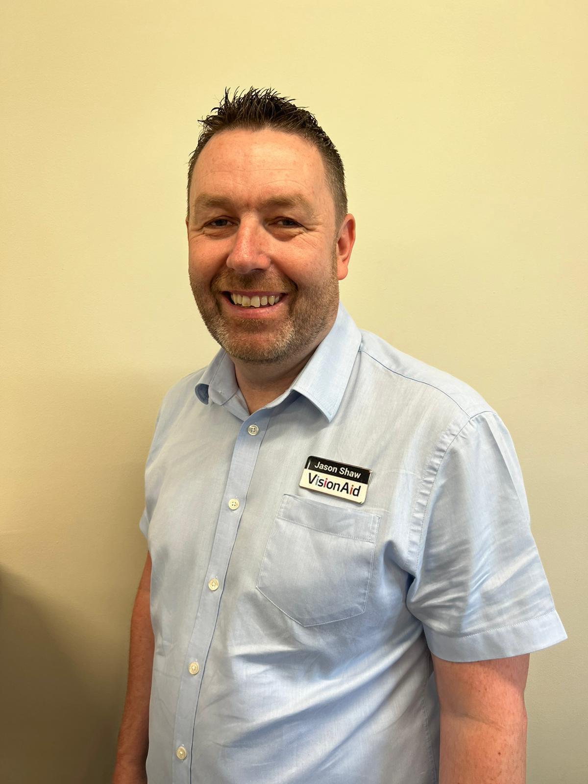 Jason Shaw our sales manger for the north of the uk, Jason is wearing a light blue shirt