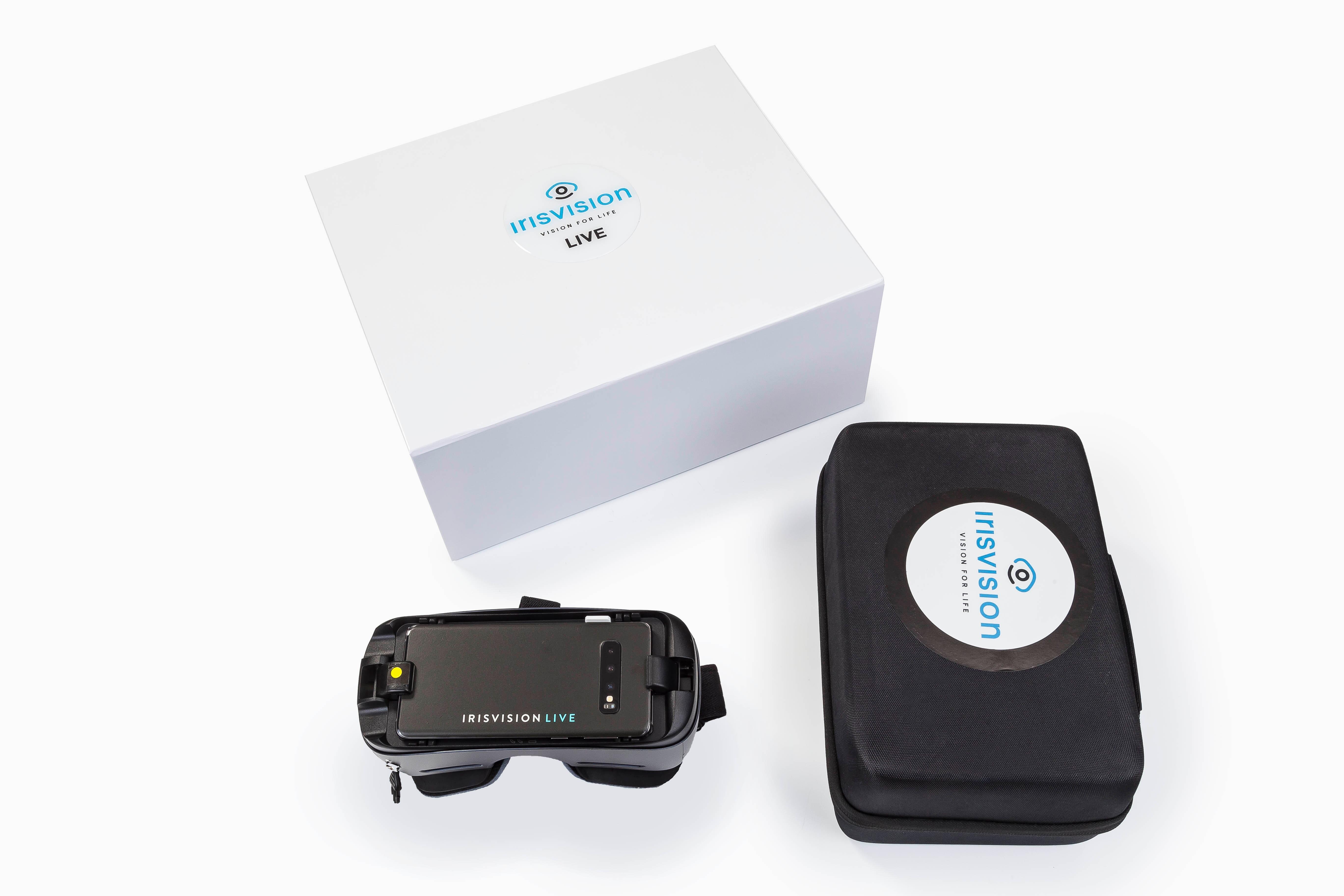 The Irisvision live with its carry case and presentation box