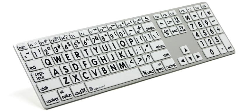 VTKeys Mac Large print black letters on white keys