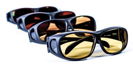 Image of all 4 colour lens variations of EnChroma Lx Lens Glasses