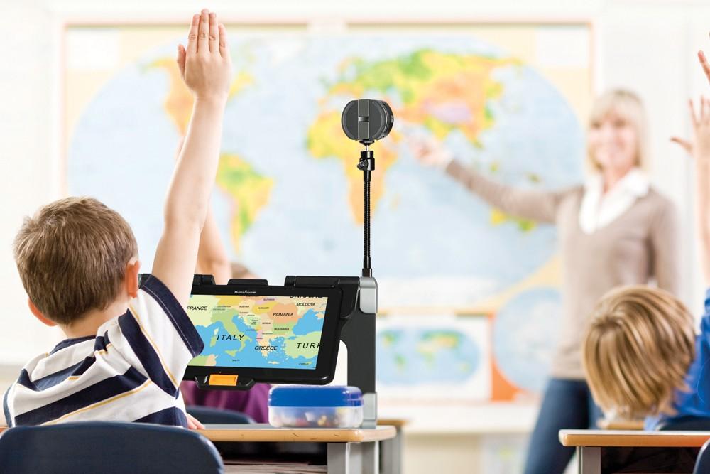 Podigi Connect 12 being used in a classroom with the distance camera in use