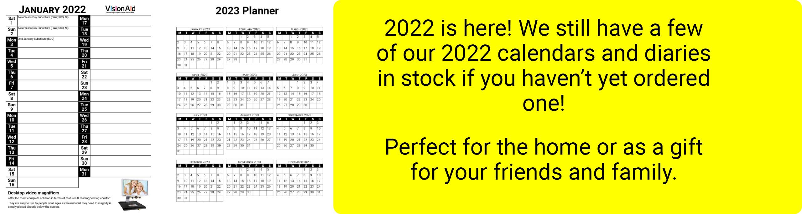 Large print 2022 calendars still available