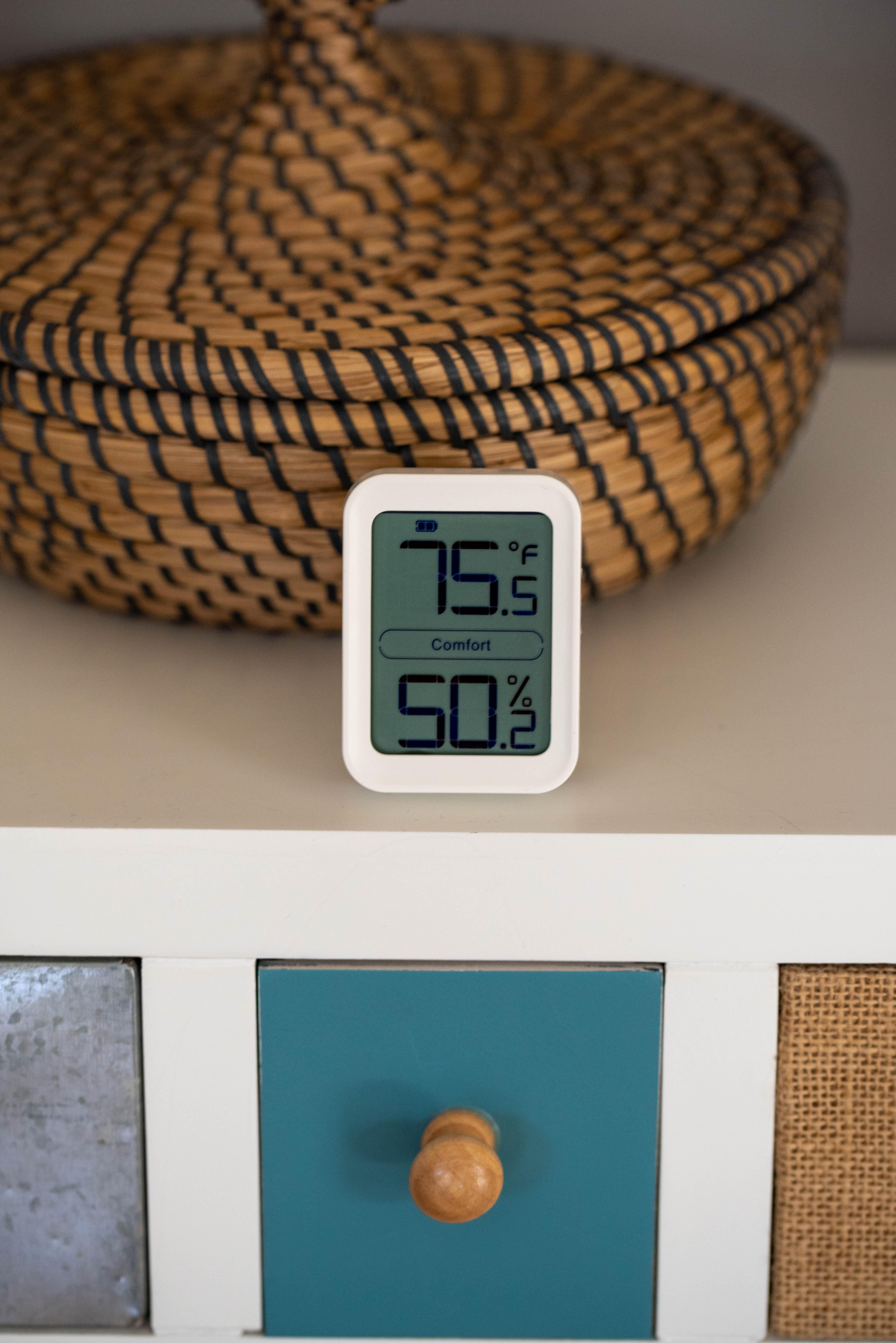 Close up of IKONN Indoor Thermometer on a tabletop