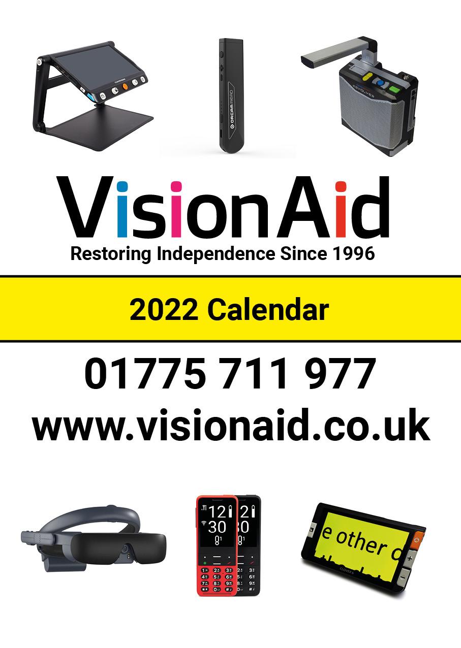 Front cover VisionAid 2022 A3 Portrait Large Print Calendar