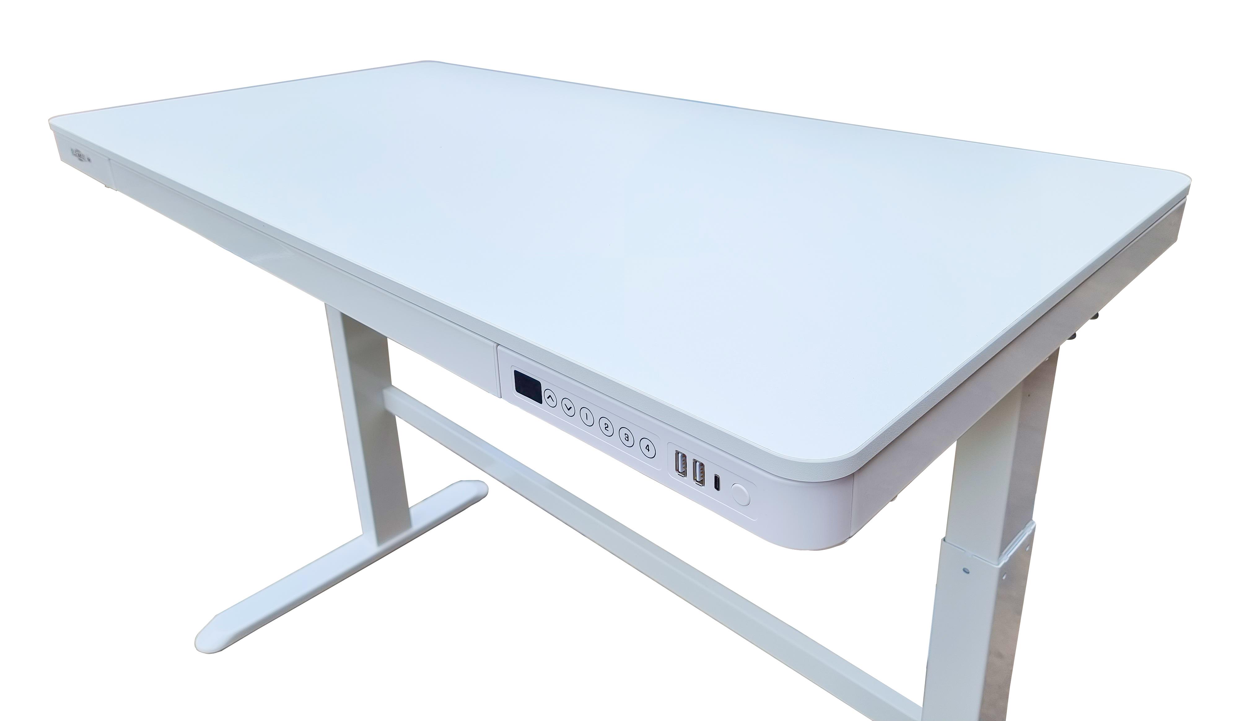 Elevate sit stand desk white base and white top