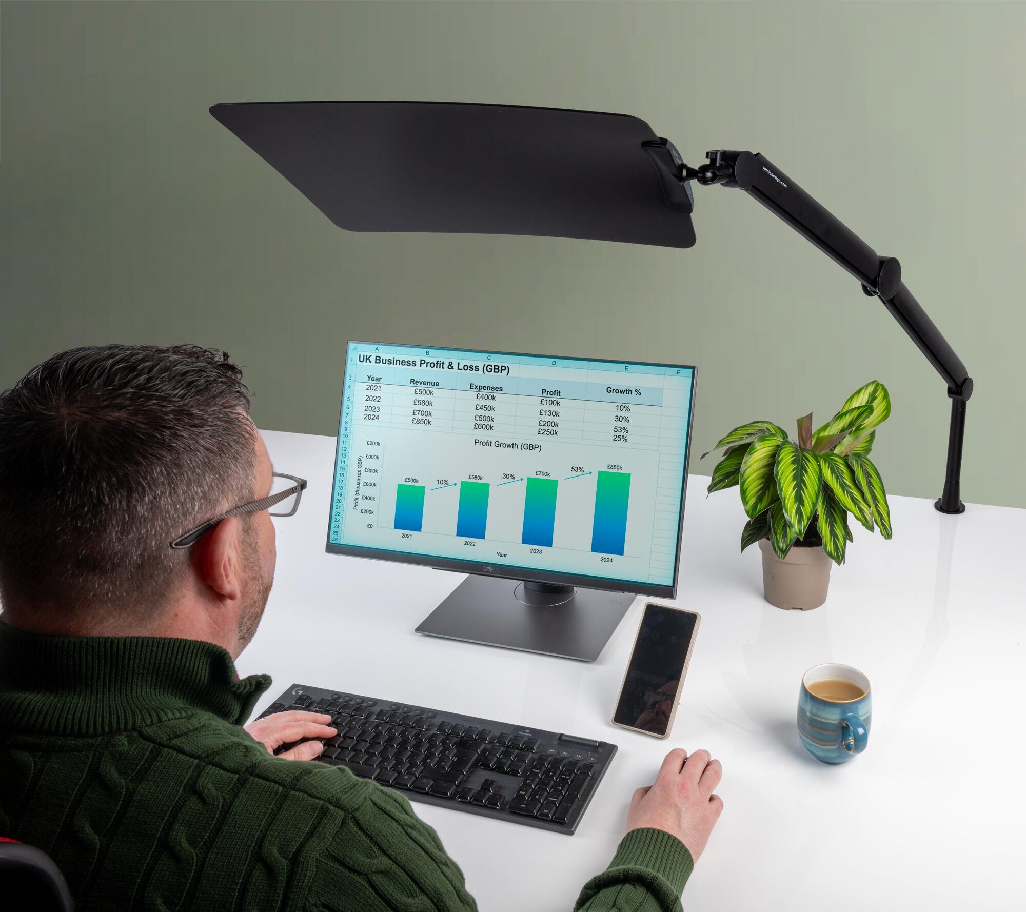 Eclipse Light Shield blocking light in an office setting
