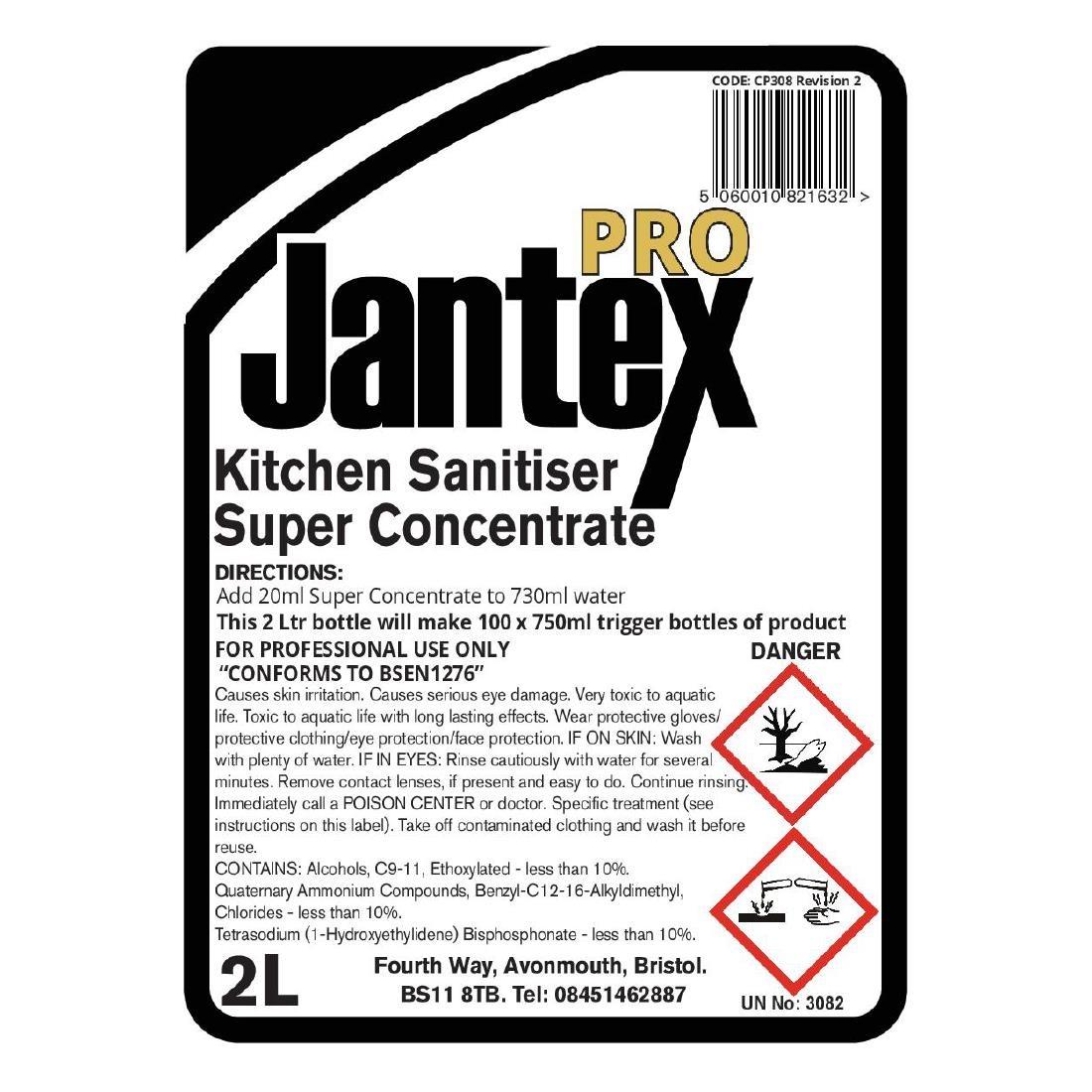 Jantex Pro Kitchen Sanitiser Super Concentrate 2Ltr - CP308  - 2
