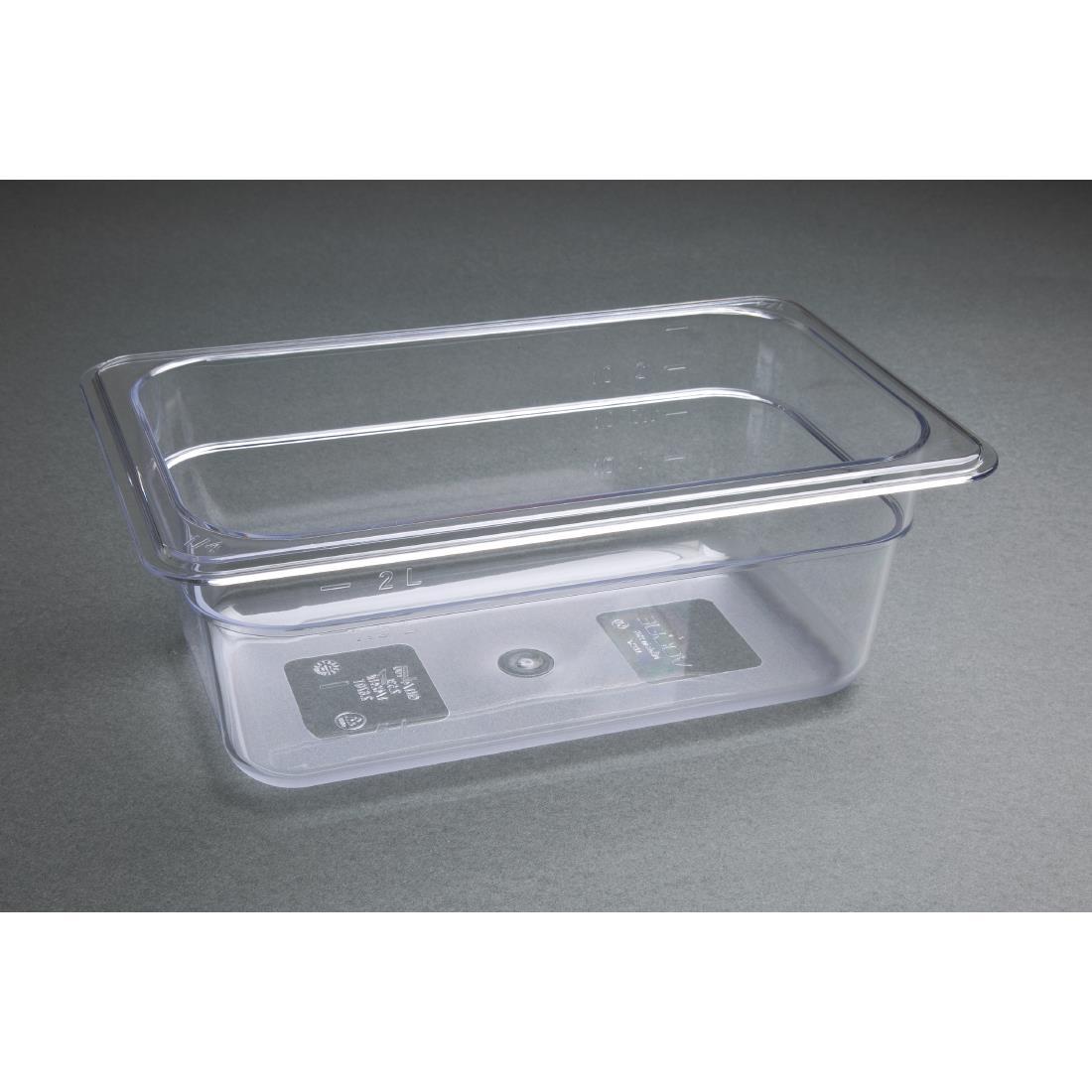 Vogue Polycarbonate 1/4 Gastronorm Container 100mm Clear - U237  - 6